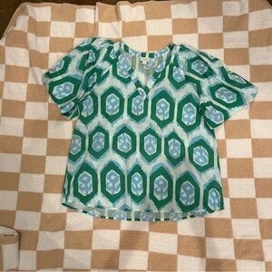 Mud Pie Teal and Aqua Blouse